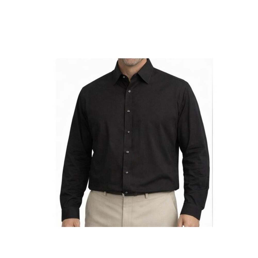 Tasso Elba Dress Shirt Mens Size XL Size 17 Black Long Sleeve Collar Button Up